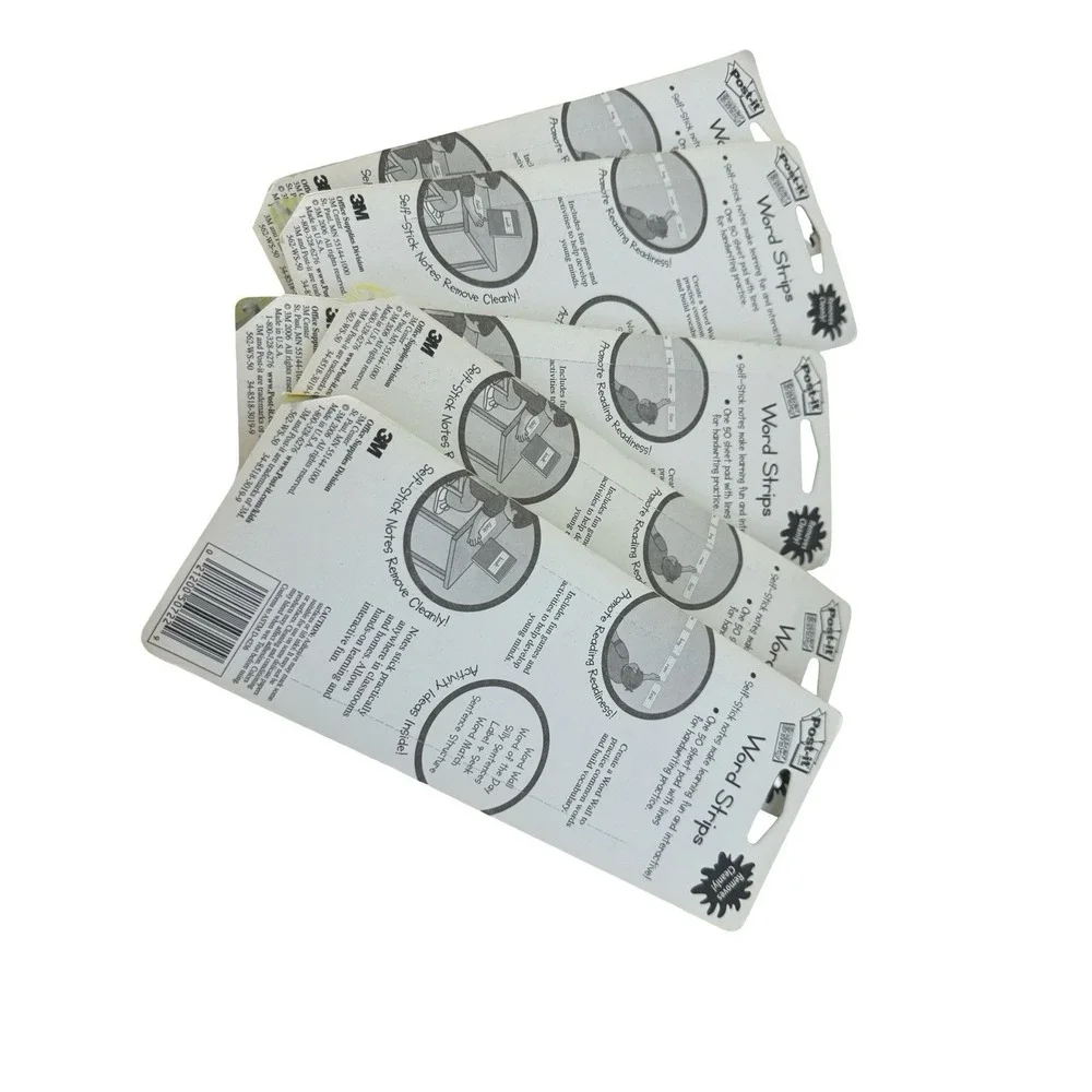 3M Post It Super Sticky White Word Strips Qty:5.-50 Sheets Per Pad. 250 Total